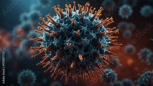 Closeup of a coronavirus particle.