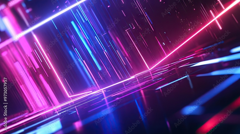 A futuristic abstract background with neon lines and geometric shapes, glowing against a dark background. A futuristic abstract background with neon lines and geometric shapes, glowing against a dark background.