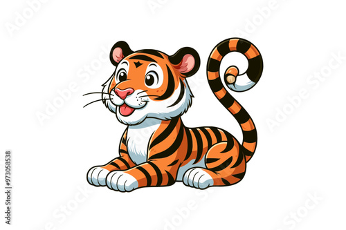 tiger cartoon vector isolated on white.