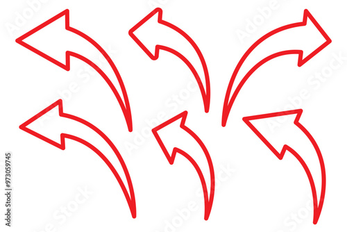 Long arrows icon set. Vector set of trendy long arrows left and right in flat style. Black arrows vector illustration. Icons isolated.Straight long right vector arrow icon.Replaceable vector design