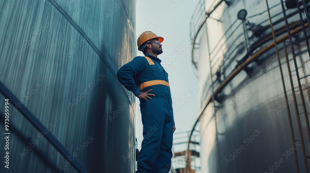 Engineer at oil refinery plant Engineer at oil refinery plant