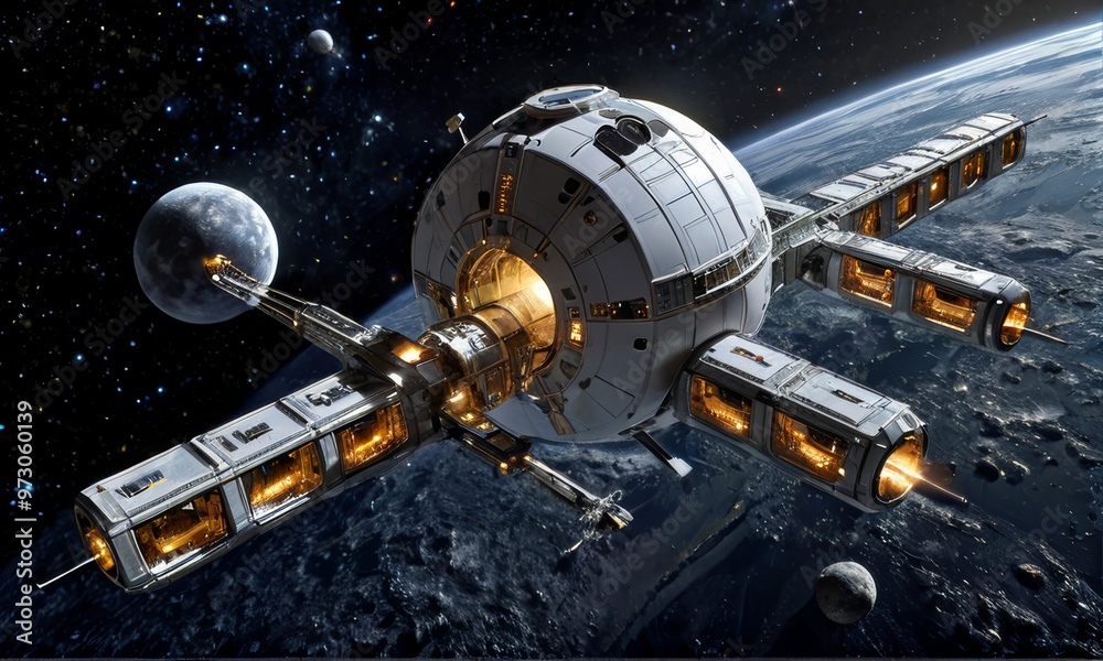 Futuristic Lunar Orbital Spacecraft Futuristic Lunar Orbital Spacecraft