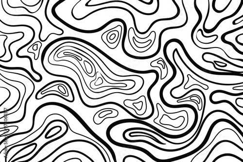 Modern Black Abstract Wave Lines