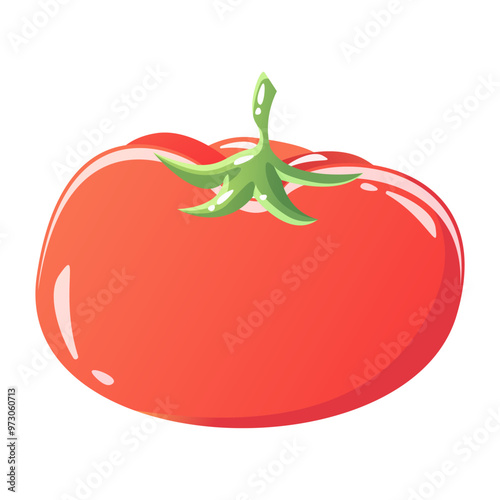 Fresh Red Tomato Vegetable isolated on white background. Tomato Icon for Market, Recipe Design. Organic Food.