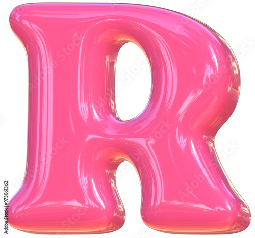 R cute 3D alphabet kawaii and colorful letters