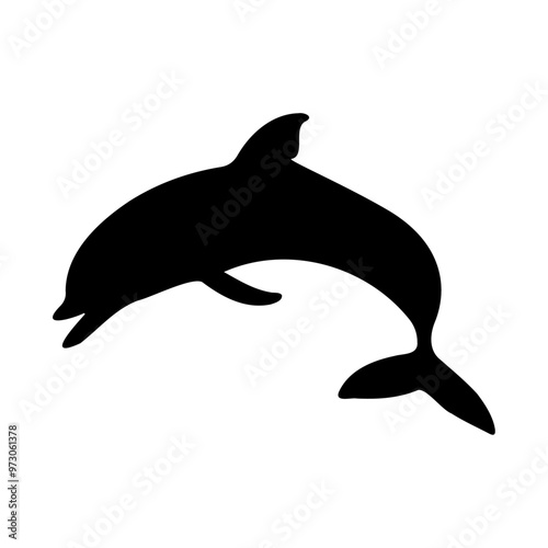 Dolphin silhouette on transparent background