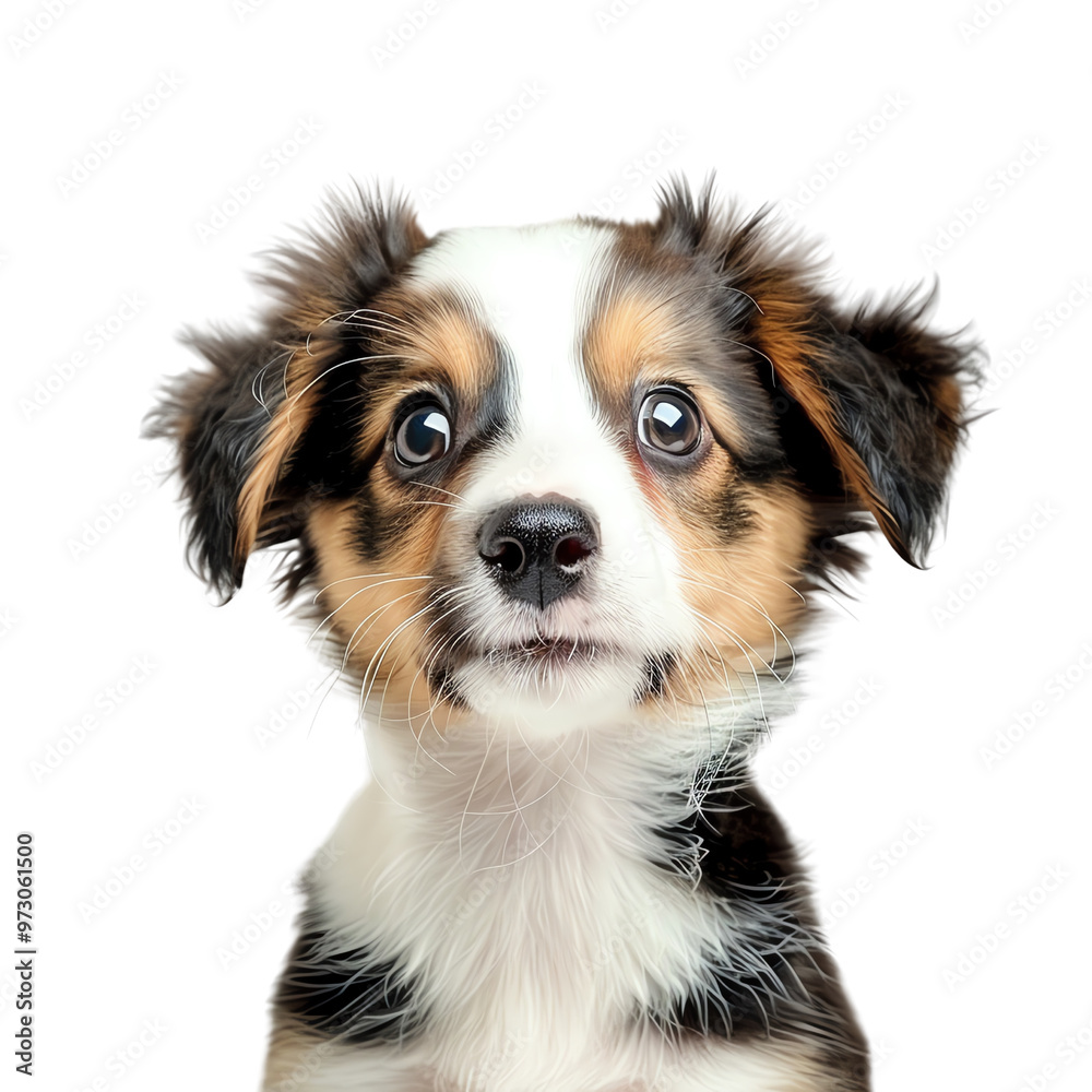 Adorable puppy portrait with a curious expression, showcasing its beautiful fur and soulful eyes., transparent background Adorable puppy portrait with a curious expression, showcasing its beautiful fur and soulful eyes., transparent background