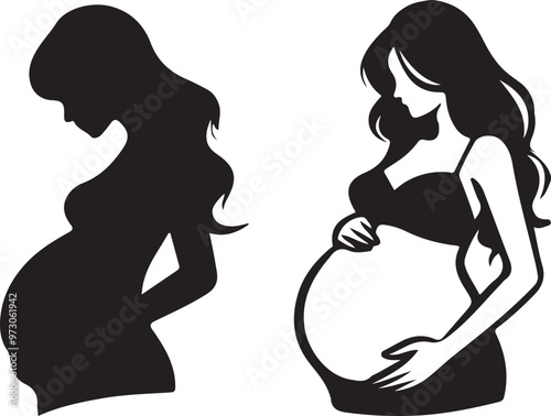 pregnant woman silhouette design vector art illustration