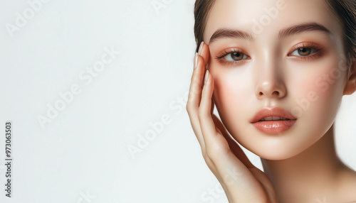 Close-Up Portrait of a Woman with Natural Healthy Skin and Colored Eyes - Beauty Skincare Concept