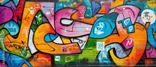 Wallpaper Mural Animation of colorful graffiti art in a secluded urban alleyway, emphasizing the bold and intricate design of a street art masterpiece Torontodigital.ca
