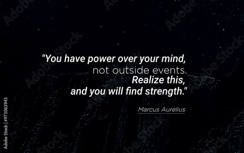 Bild auf Leinwand Marcus Aurelius Quote - Strength Comes From Within, Not External Events