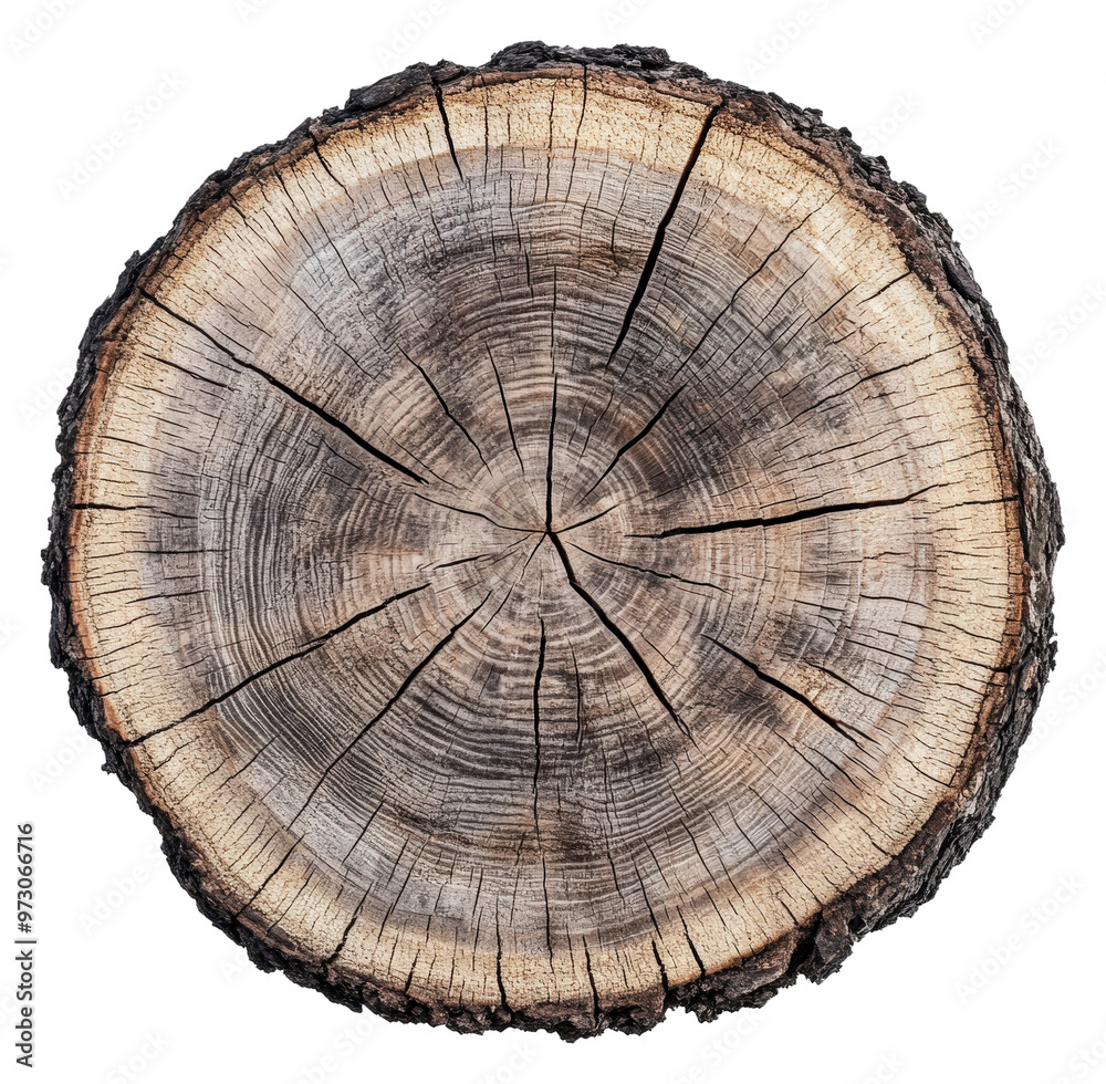 Obraz premium PNG Tree trunk cross-section with growth rings