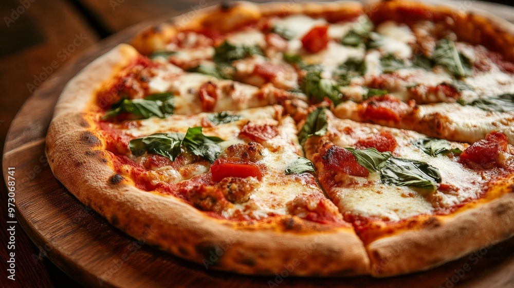 A contemporary pizzeria offers artisanal pizzas made with handcrafted dough, fresh toppings A contemporary pizzeria offers artisanal pizzas made with handcrafted dough, fresh toppings