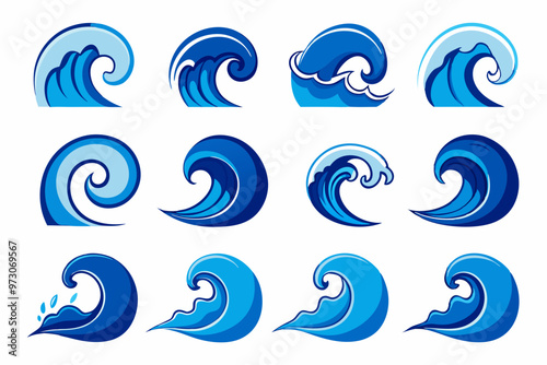 blue waves icon vector, pattern with waves