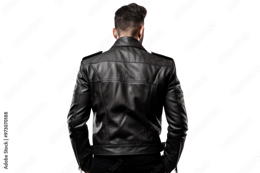 Oversized leather jacket isolated on white background. Oversized leather jacket isolated on white background.