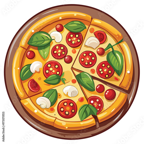 hand drawn cartoon pizza illustration