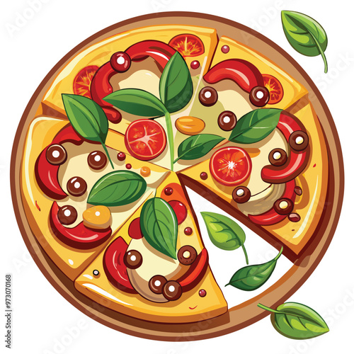 hand drawn cartoon pizza illustration