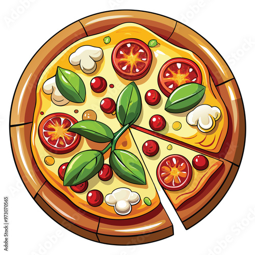 hand drawn cartoon pizza illustration