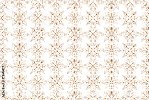 Seamless pattern of golden ornament on white background. Vector