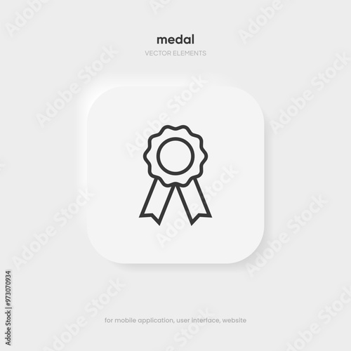 Badge icon on isolated white background. Award, medal, badge symbol, sign.