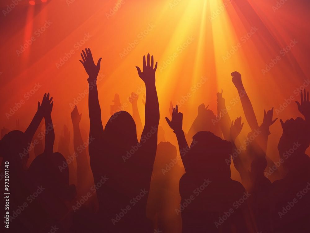 Christian worship young people silhouette lifting hand
Christian worship young people silhouette lifting hand