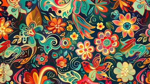 colourful flower pattern wallpaper
