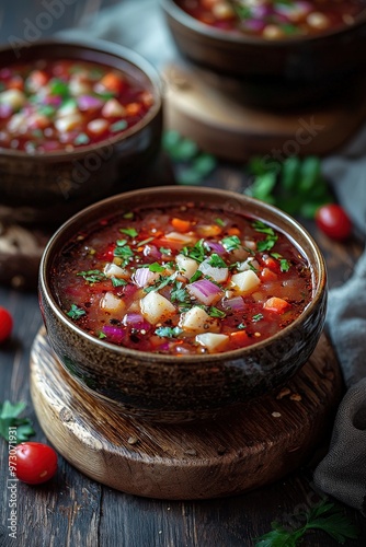 Czernina - A duck blood soup made with various vegetables and spices, known for its unique and rich flavor. photo