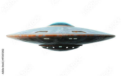 UFO Unidentified Flying Object on transparent background, png	