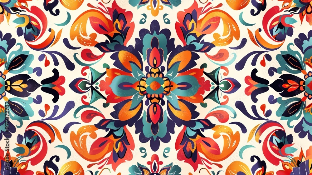 Fototapeta premium colourful motifs seamless wallpaper