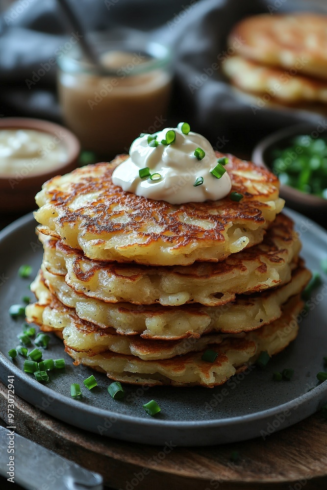 Placki Ziemniaczane - Potato pancakes, crispy on the outside and soft on the inside, often served with applesauce or sour cream. Placki Ziemniaczane - Potato pancakes, crispy on the outside and soft on the inside, often served with applesauce or sour cream.