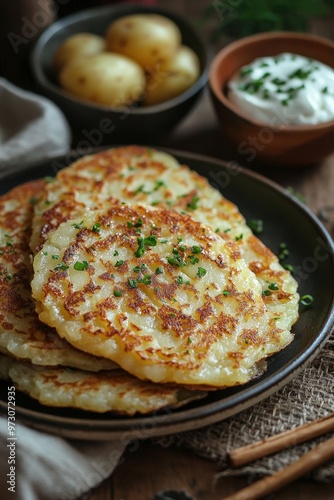 Placki Ziemniaczane - Potato pancakes, crispy on the outside and soft on the inside, often served with applesauce or sour cream.