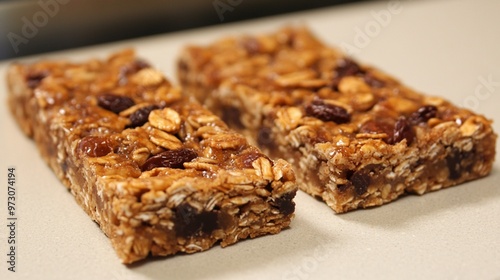 Homemade granola bars packed with oats, nuts, and dried fruits offer a nutritious and convenient snack option for health-conscious individuals on the go.