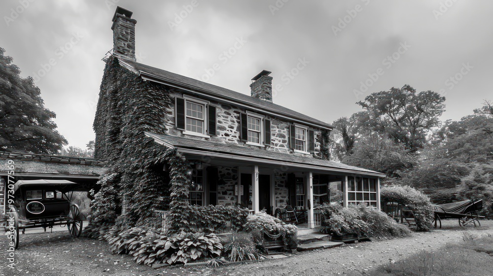 Obraz premium Historic Stone House with Carriage