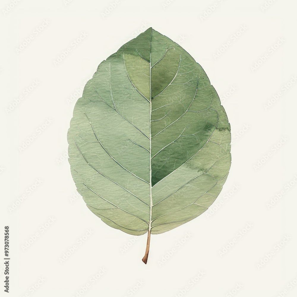 Fototapeta premium Leaf illustration watercolor drawing isolated on white background.