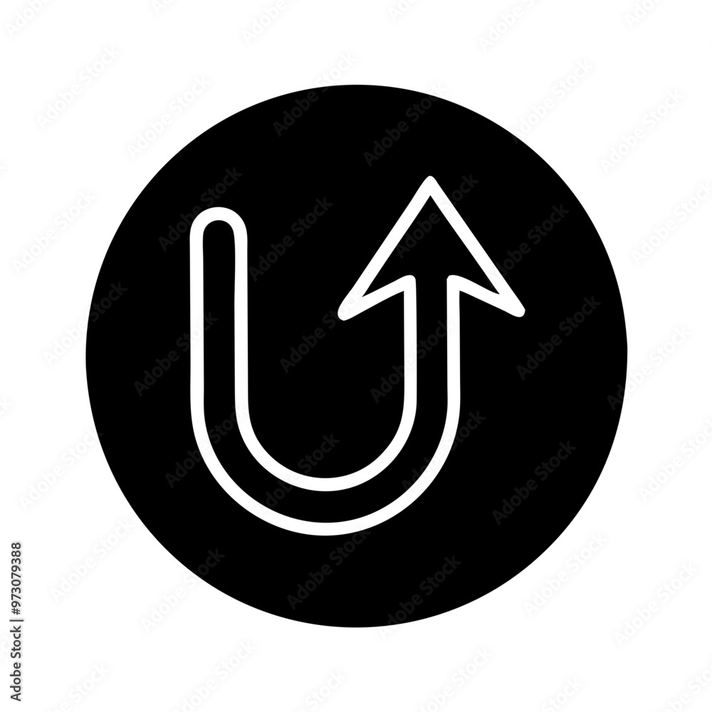 Vector icon curve arrow up design on black background for navigation and directional functions
Vector icon curve arrow up design on black background for navigation and directional functions