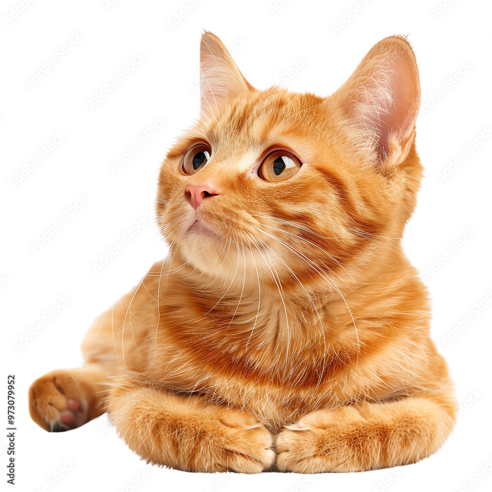 Cute Orange Tabby Cat Lies Down Looking Slightly To The Side On An cute-orange-tabby-cat-lies-down-looking-slightly-to-the-side-on-an