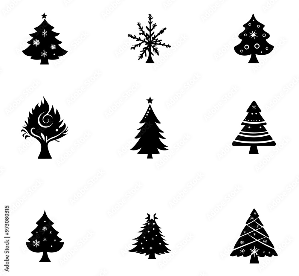 Christmas tree icon collection - vector illustration Christmas tree icon collection - vector illustration