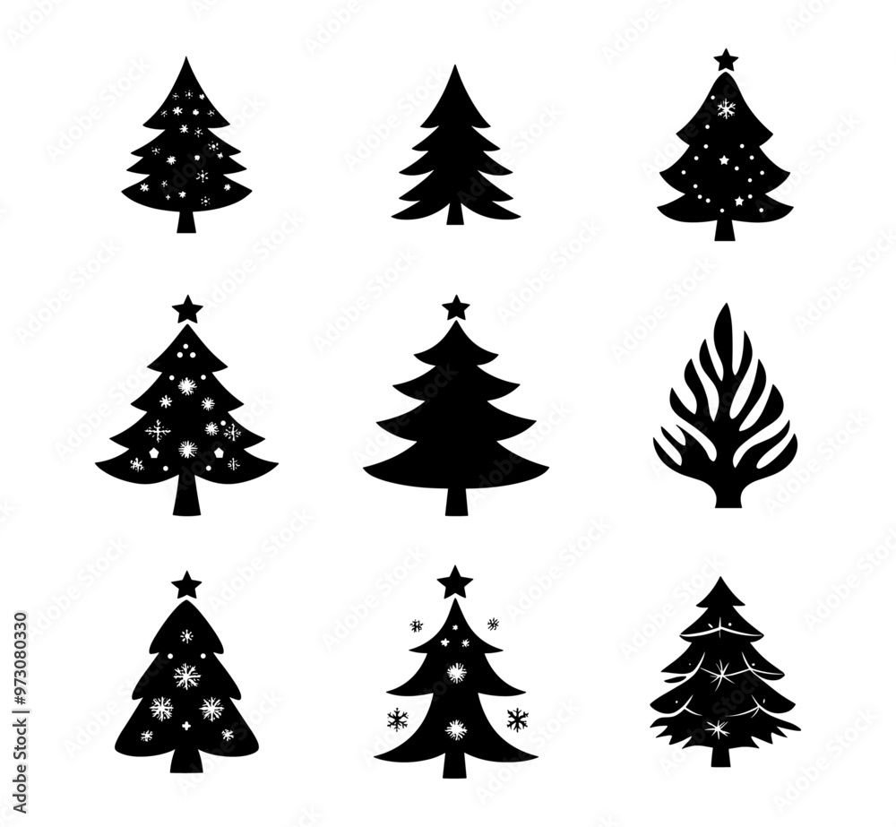 Obraz premium Christmas tree icon collection - vector illustration