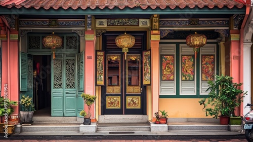 A stroll through the historic Chinatown in Singapore reveals a mix of traditional shophouses, temples, photo