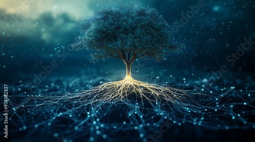 Tree Roots Connected To A Network.