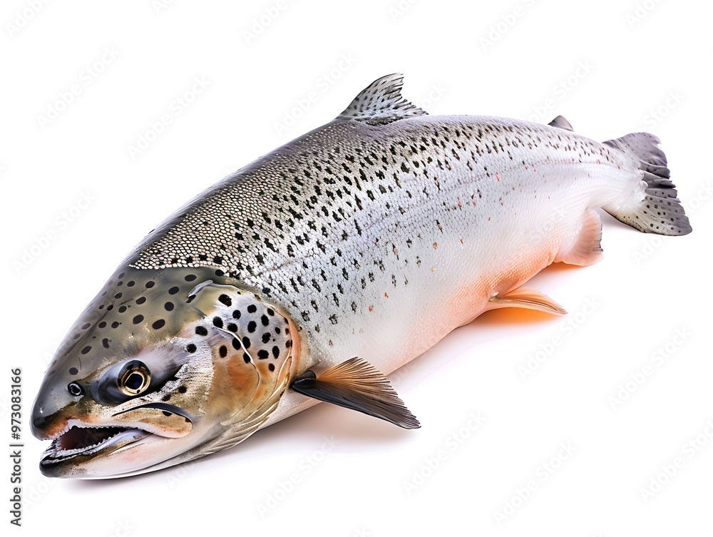 Naklejka premium Close-up of Salmon Fish on White Background