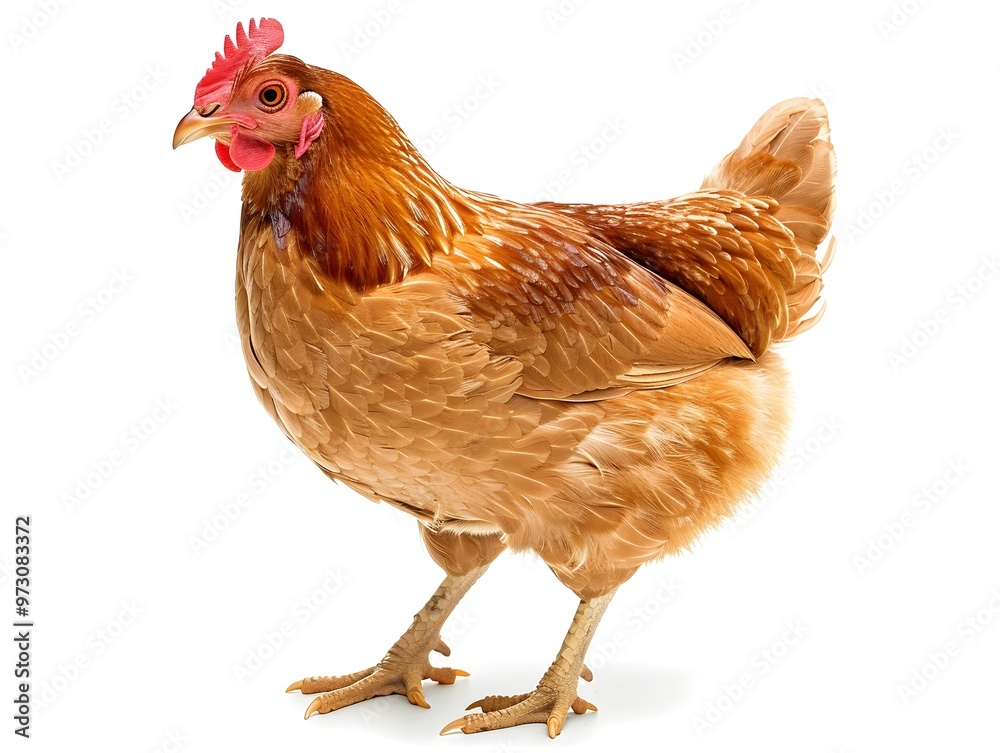 Fototapeta premium Close-up Shot of a Vibrant Rooster Chicken on a White Background