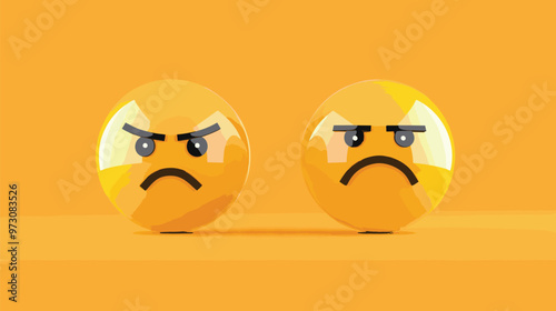 Two parts of emotions represented by sad and cheerful emoji, symbolizing survey and online vote for best or poor rating and level of satisfaction.