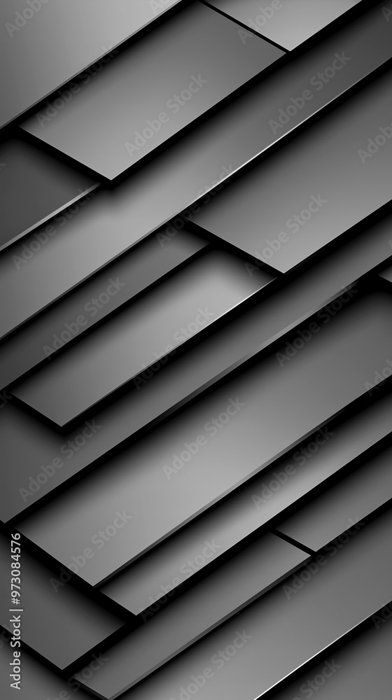 Obraz premium A black and white photo of a wall with many squares. The squares are all different sizes and are arranged in a way that creates a sense of depth and texture. The photo has a modern