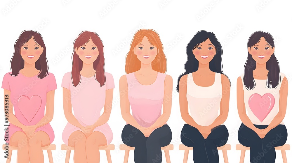 Breast cancer prevention, flat vector illustration.