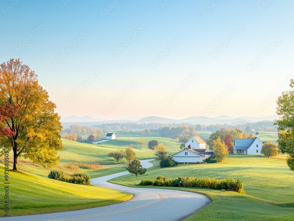 Fototapeta premium Thanksgiving countryside bathed in serene autumn light