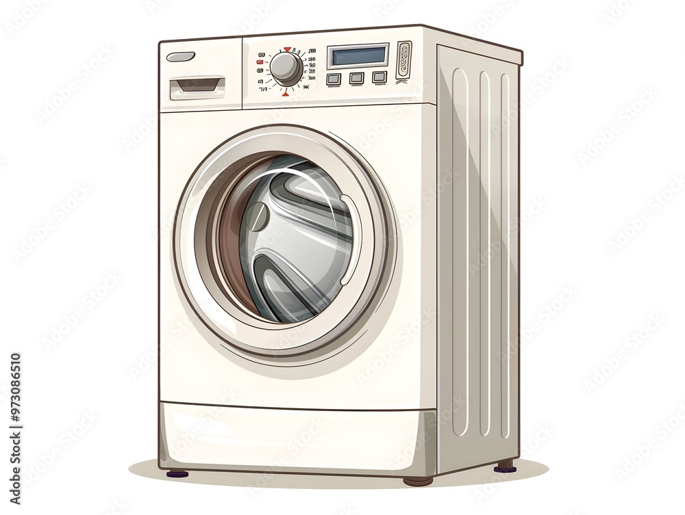 Sleek White Washing Machine on Minimalist Background Sleek White Washing Machine on Minimalist Background