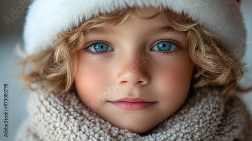 The boy in the Santa hat.