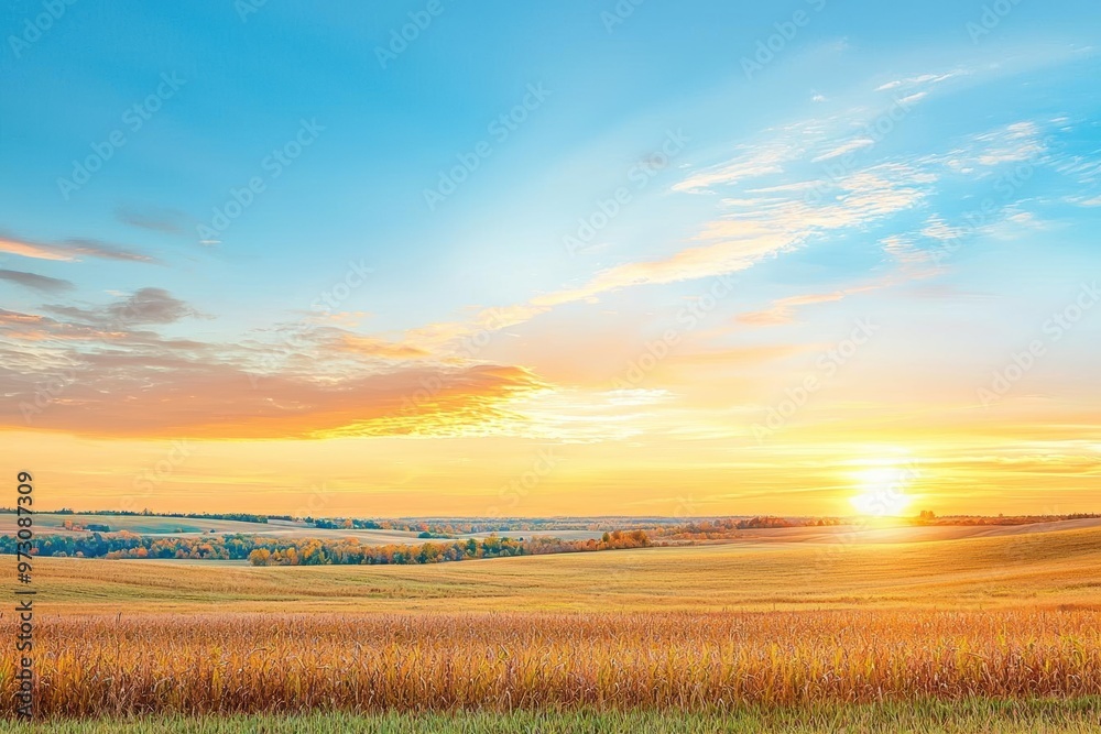 Thanksgiving sunset with golden light illuminating a peaceful rural landscape The warm Thanksgiving sunset with golden light illuminating a peaceful rural landscape The warm