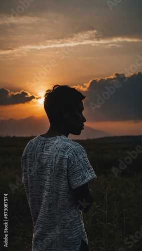 Silhouette of a person at sunset